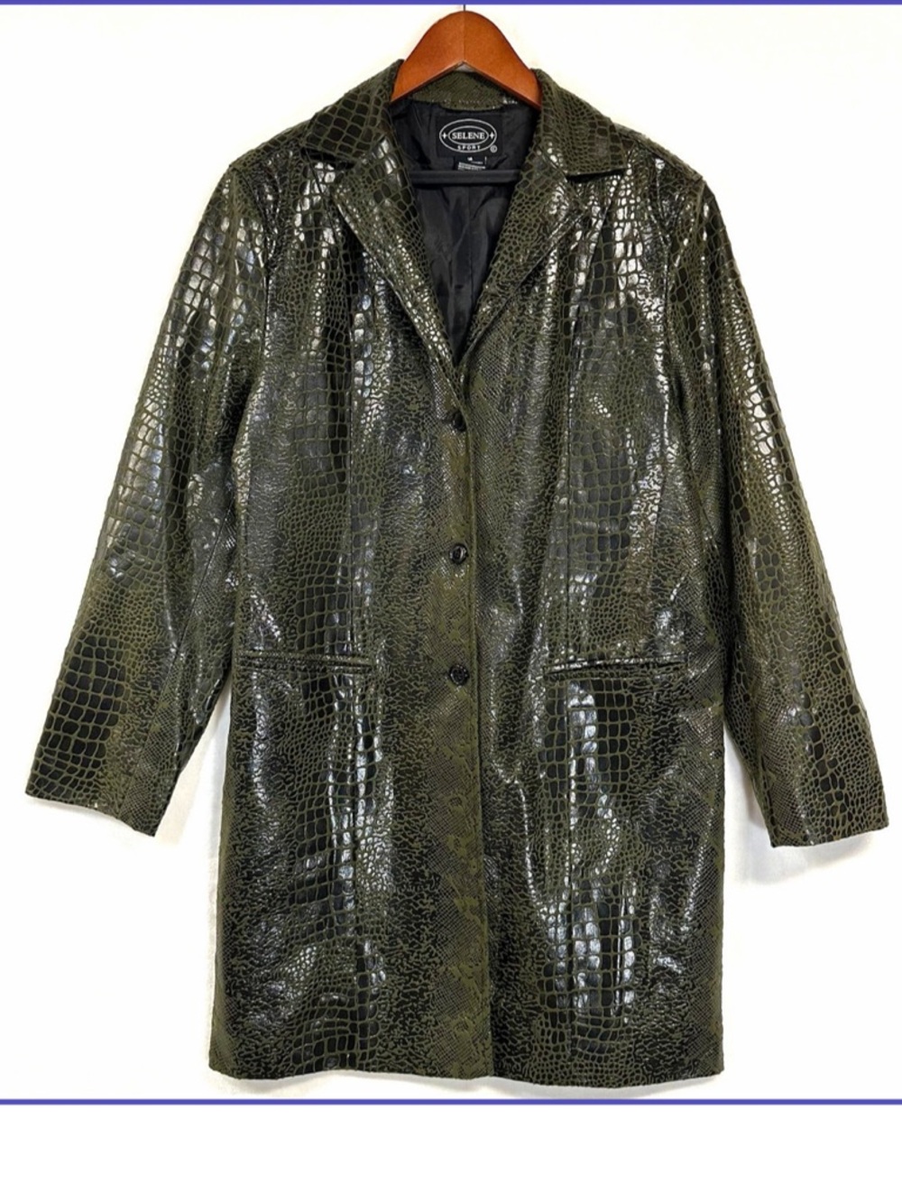 Selene Sport 14 Plus Black Green Faux Alligator Skin Coat Jacket‎ Formal Sexy